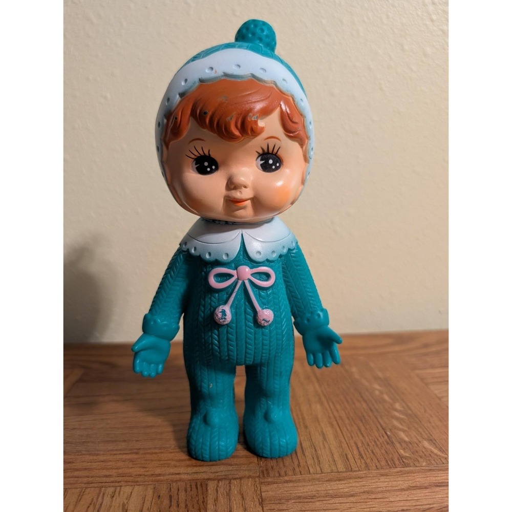 Charmy‎ Chan Doll Kodama Sangyo Toy Co. Japan Turquoise With Pom Pom Retro Style